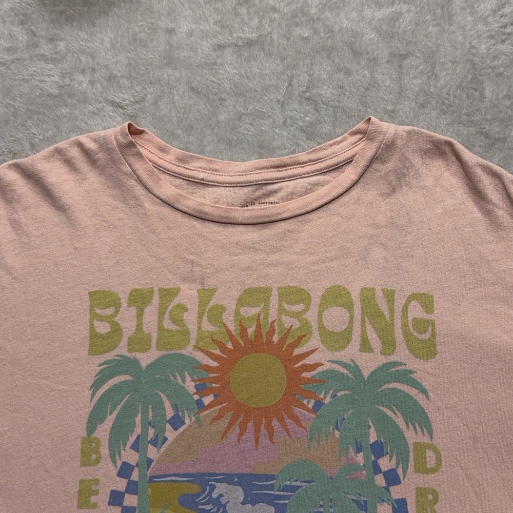 Billabong Womens Sun 1973 Daze S Oversized Pink Tee T-Shirt S Surf Beach Retro - Picture 2 of 12